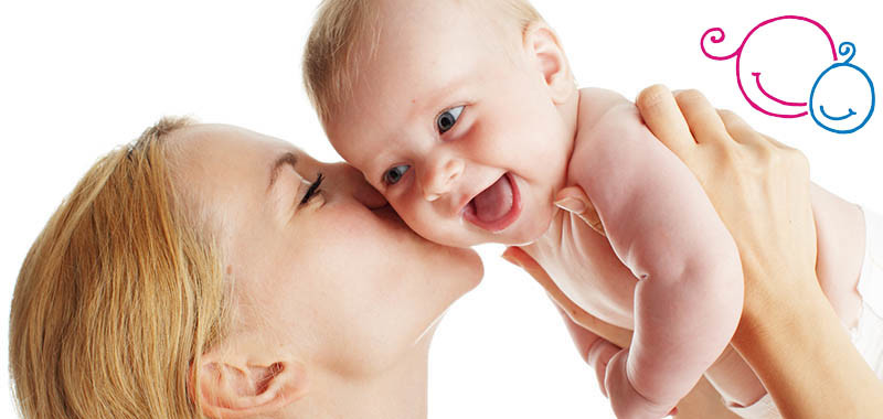 Mother with baby isolated on white